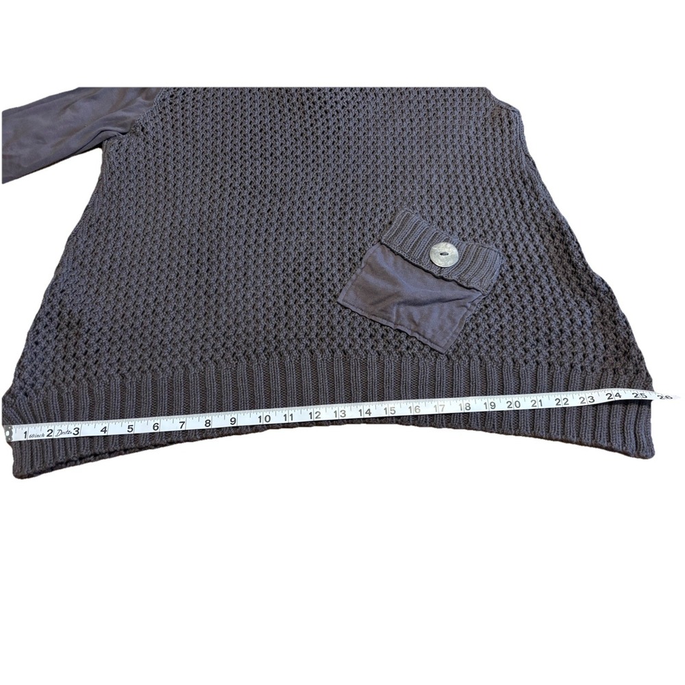 Pure Handknit Women's Oversized Grey Mixed Media Chunky Knit Pocket Sweater XS - Picture 11 of 13